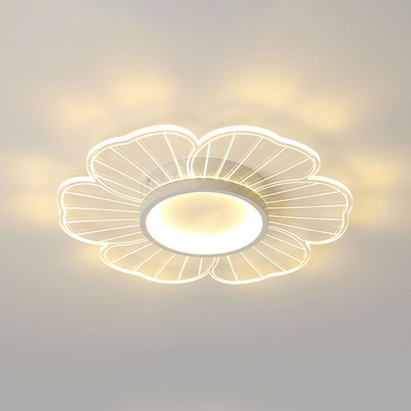 Modern Flower Shape Ceiling Fixture Metal Flush Light with Acrylic Shade for Living Room