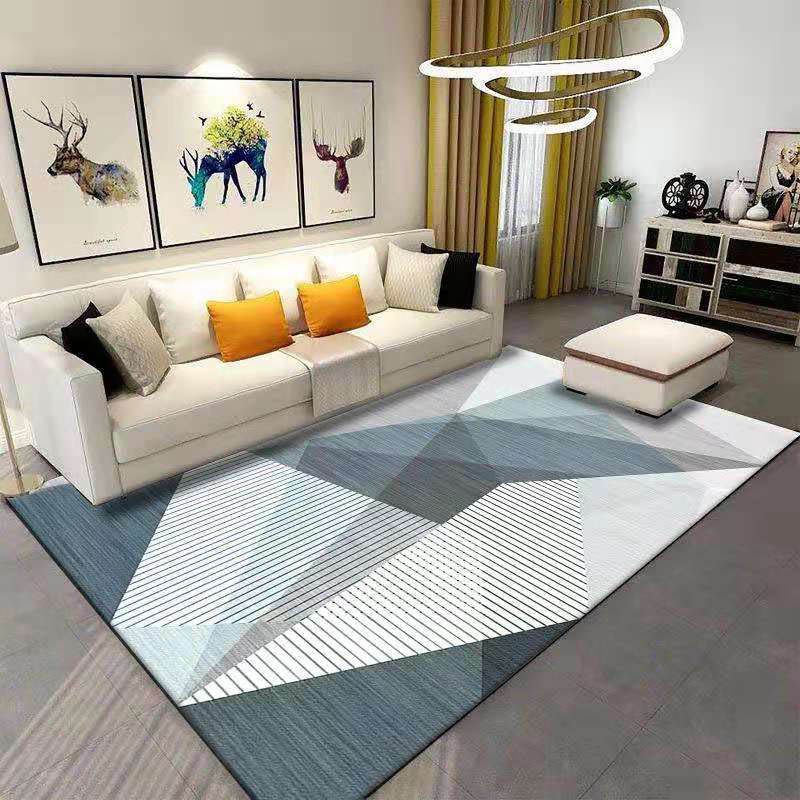 Grey-Brown Tone Modern Area Rug Polyester Triangle Print Rug Non-Slip Backing Indoor Rug for Living Room