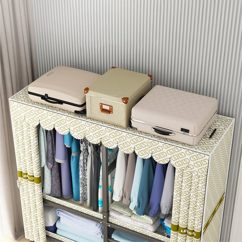 Modern Style Freestanding Wardrobe Armoire Metal Wardrobe with Shelves and Clothes Rail