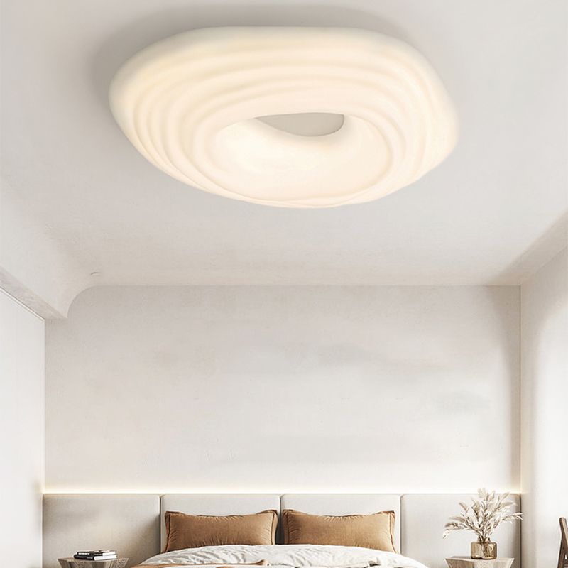 Single White Modernism Flush Mount Lighting Acrylic Unique Ceiling Light
