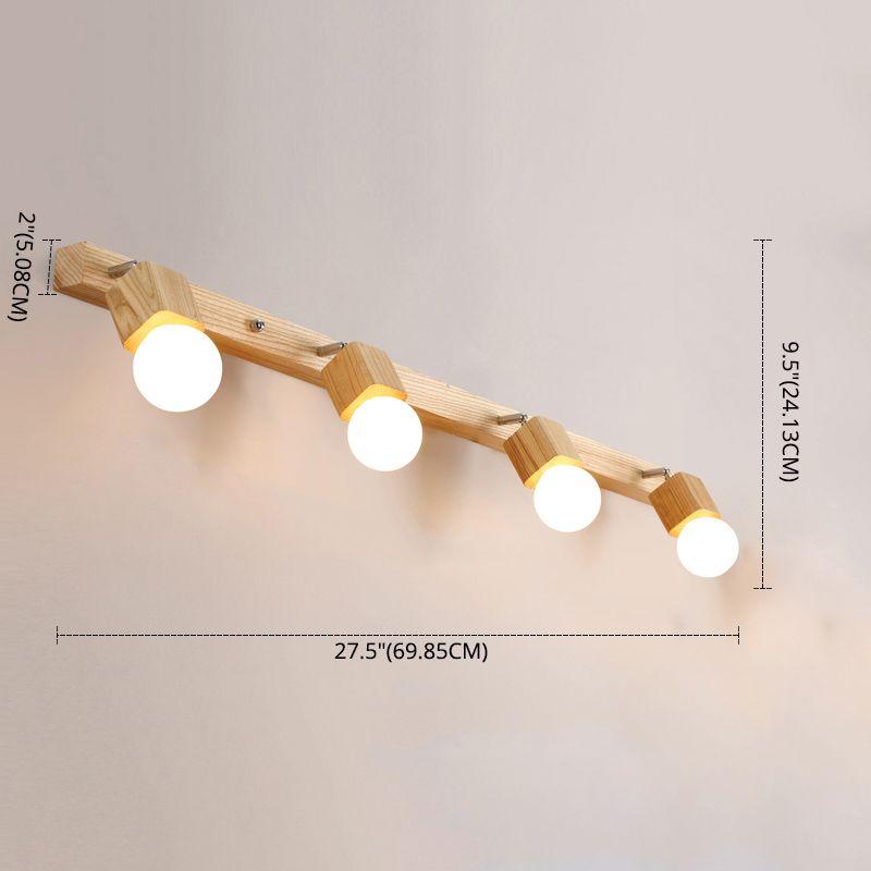 Modern Minimalist Style Cubic Vanity Wall Light Fixtures Wood Vanity Mirror Lights for Bathroom
