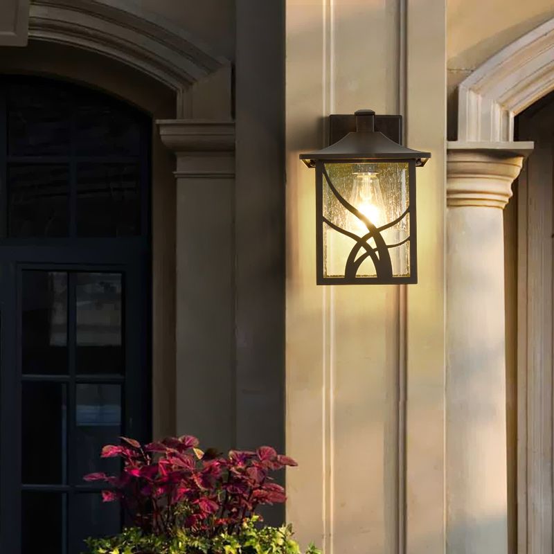 American Style Glass Wall Light Brown 10.5" High Wall Sconce for Outdoors