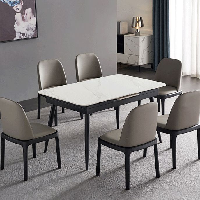 Stone Extendable Dining Site Table Industrial Style Rectangle Dining Table for Home