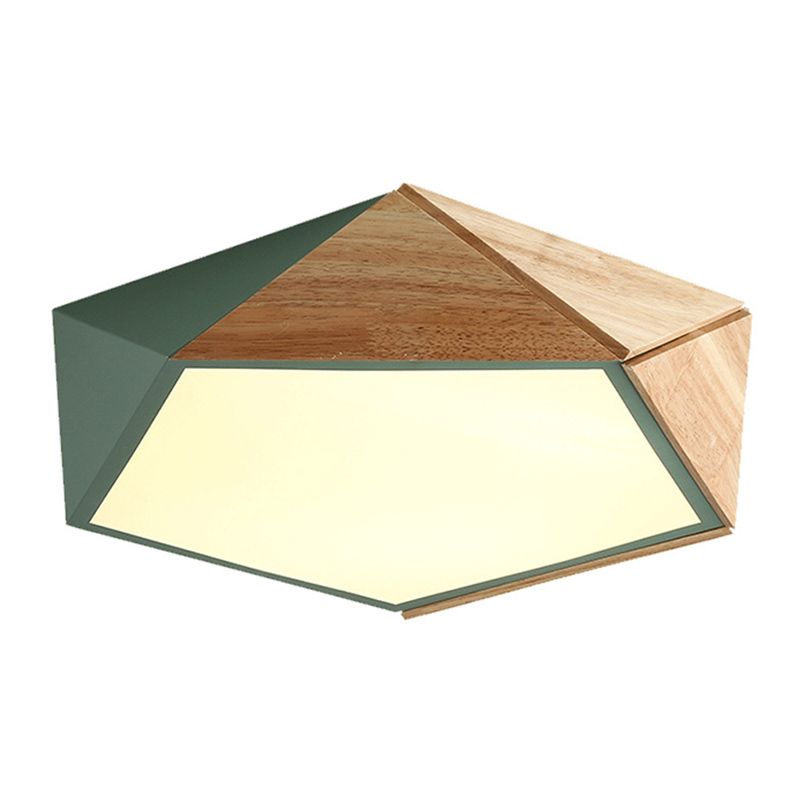 Pentagonal Flush Mount Plafond Lamp Macaron Metaal en hout slaapkamer LED Flush Light