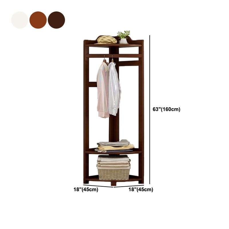 Wooden Coat Rack Two Storage Shelves and Hanging Rail Hall Stand Coat Rack