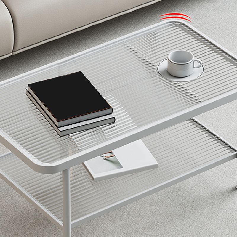 Glass-Topped Cocktail Table Rectangular Coffee Table for Living Room
