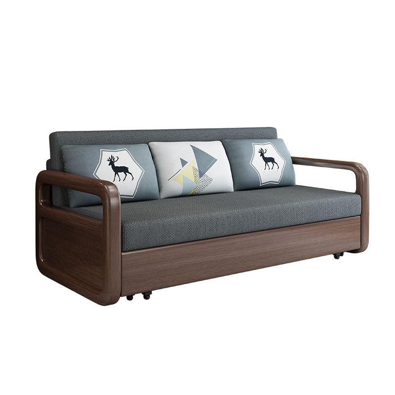 31.49" Wide Futon Sofa Bed with Storage Foldable Linen Gray Oak