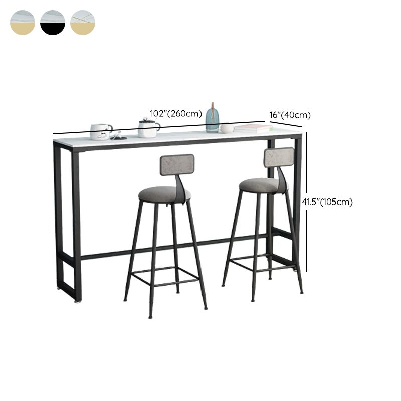 Glam Pub Table Trestle Base Rectangle Bar Table for Indoor and Breakroom