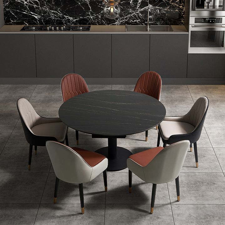 Leather Dining Chair Scandinavian Style Arm Solid Back Dining Side Chair for Home