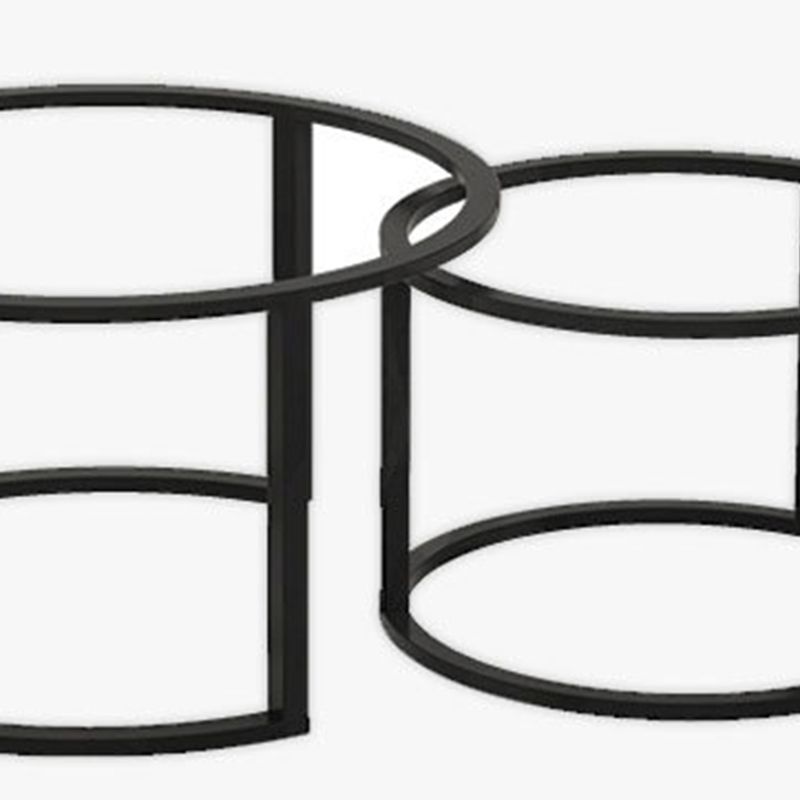 Modern Round Nesting Coffee Table with Steel Frame Base in Black