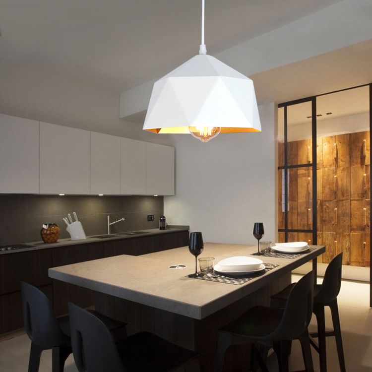 1 lampe à pendentif diamant léger nordique de style minimaliste en métal lampe suspendue