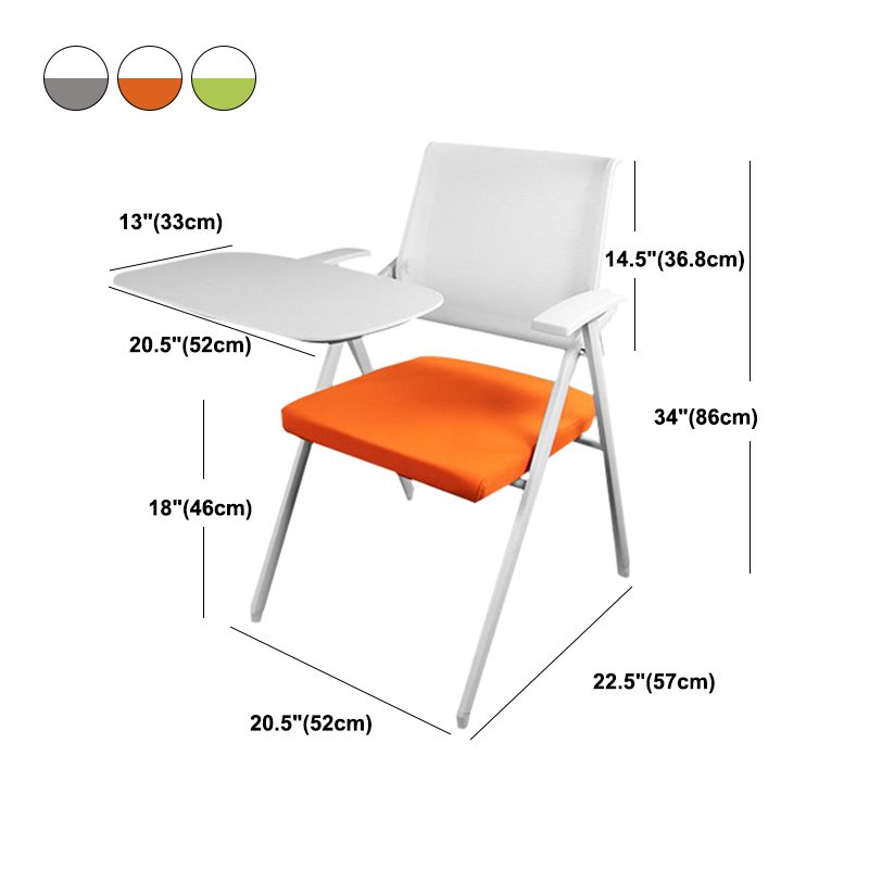 Mid Back Conference Chair with Arms White Metal Frame Modern Computer Office Chair