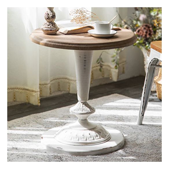 French Country Distressed Pedestal Cocktail Table Wooden Coffee Table for Home