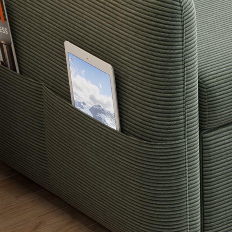 Glam Corduroy Pillow Back Sleeper Sofa Storage Sofa Bed in Green