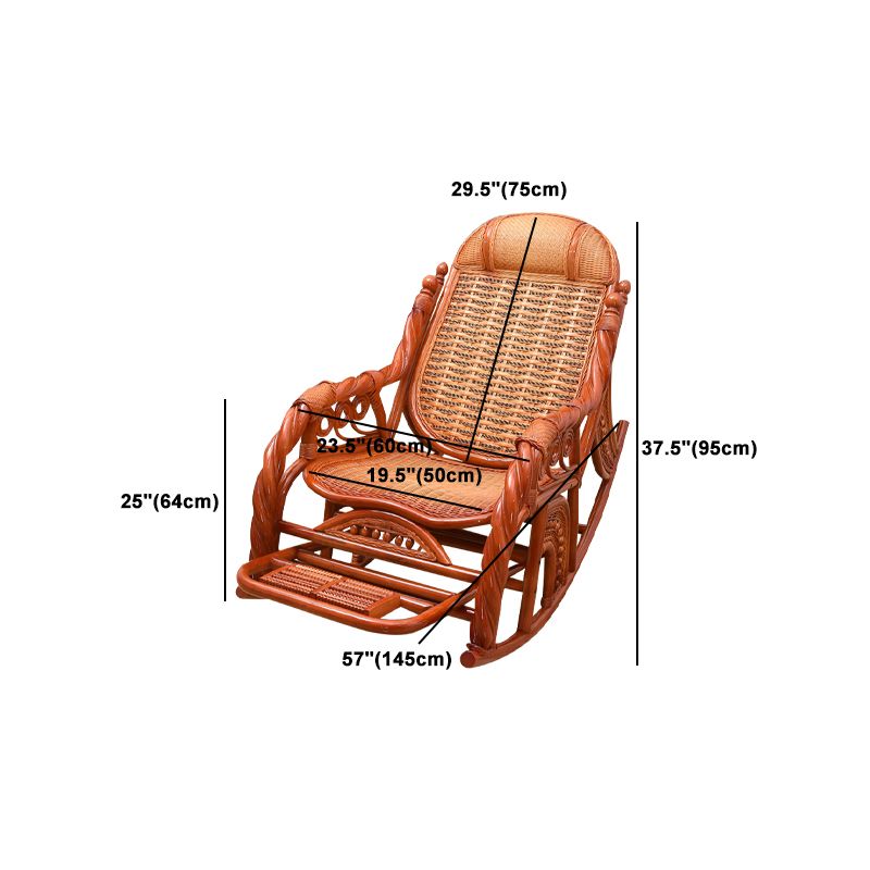 Traditional Spindle Rocking Chair Tobacco Finish with Pillow Rocker Chair Wicker