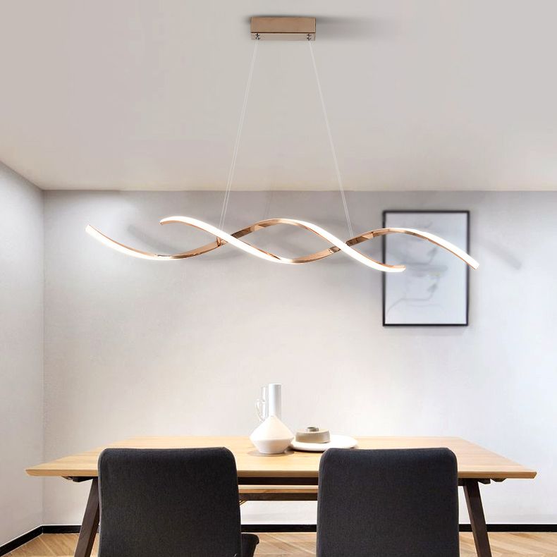 Minimalism Hanging Light Spiral LED Island Light Fixture for Dining Room
