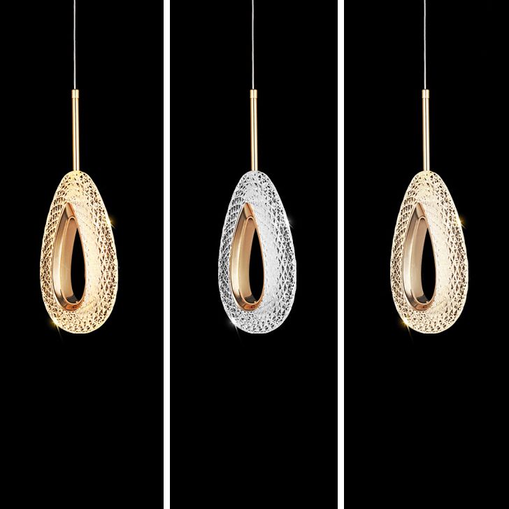 Contemporary Style Linear Shape Pendant Lights Metal Hanging Lamps in Gold