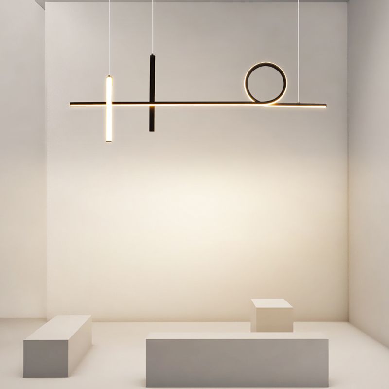LED Simple Pendant Lamp Kitchen Dining Room Modern Strip Chandelier Light Fixture
