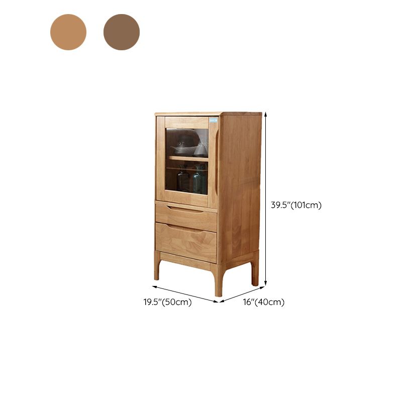Two Drawer Accent Cabinet Rectangular Wooden and Glass 1-Door Cabinet