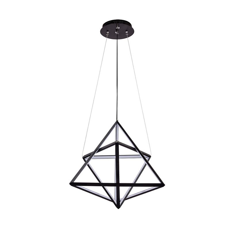Triangle Dining Room Chandelier Lamp Acrylic Simple Style Black LED Suspension Light