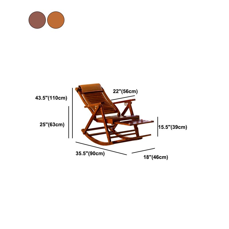 Traditional Rocking Chair Solid Wood Frame Slatted Backrest Indoor Rocking Chair