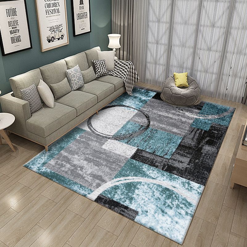 Modern Abstract Watercolor Rug Multi-Color Synthetics Rug Washable Anti-Slip Stain Resistant Area Carpet for Home