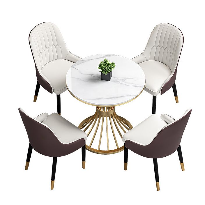 Glam Sintered Stone Dining Room Set Standard Height with Gold Base Dining Furniture