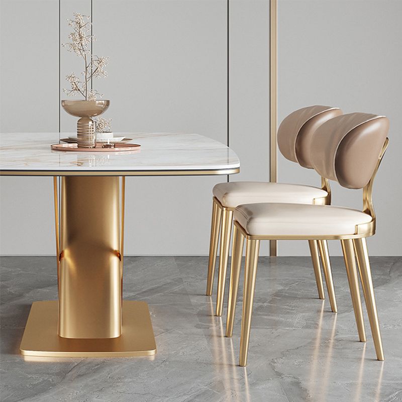 Glam Open Back Dining Chair Gold Legs Dining Room Side Chair