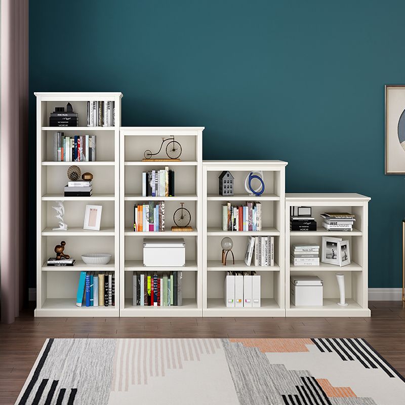 Modern Style Closed Back Bookshelf Standard Wooden Bookcase in White