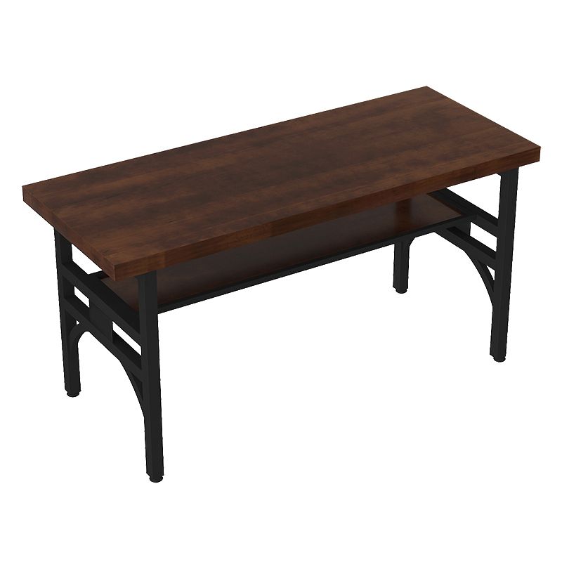 Industrial Solid Wood Dinner Room Kitchen Table Brown Table with Black Frame for Dining Room
