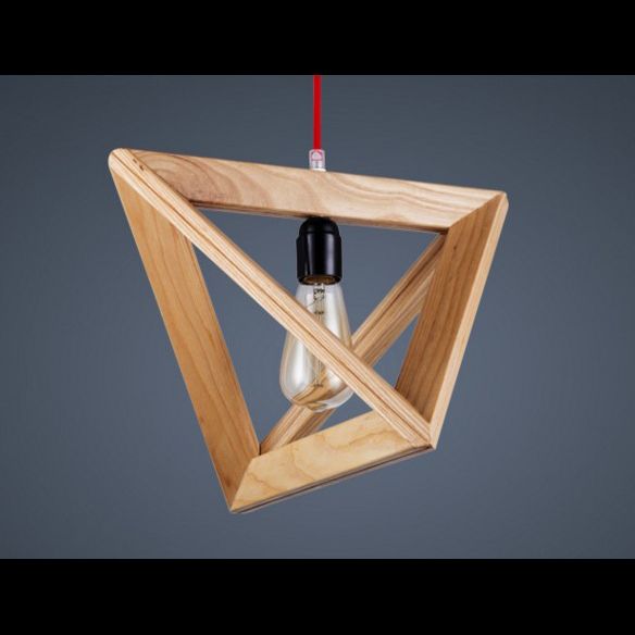 Beige houten driehoek hangende licht lichte Noordse moderne stijl 1 lichte restaurant plafond hanglamp