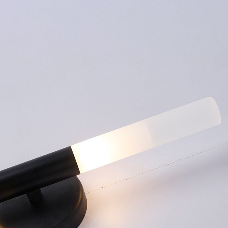 Cylinder Shape Vanity Lamp Modern Style Glass 2 Lights Bath Light in Black/Gold