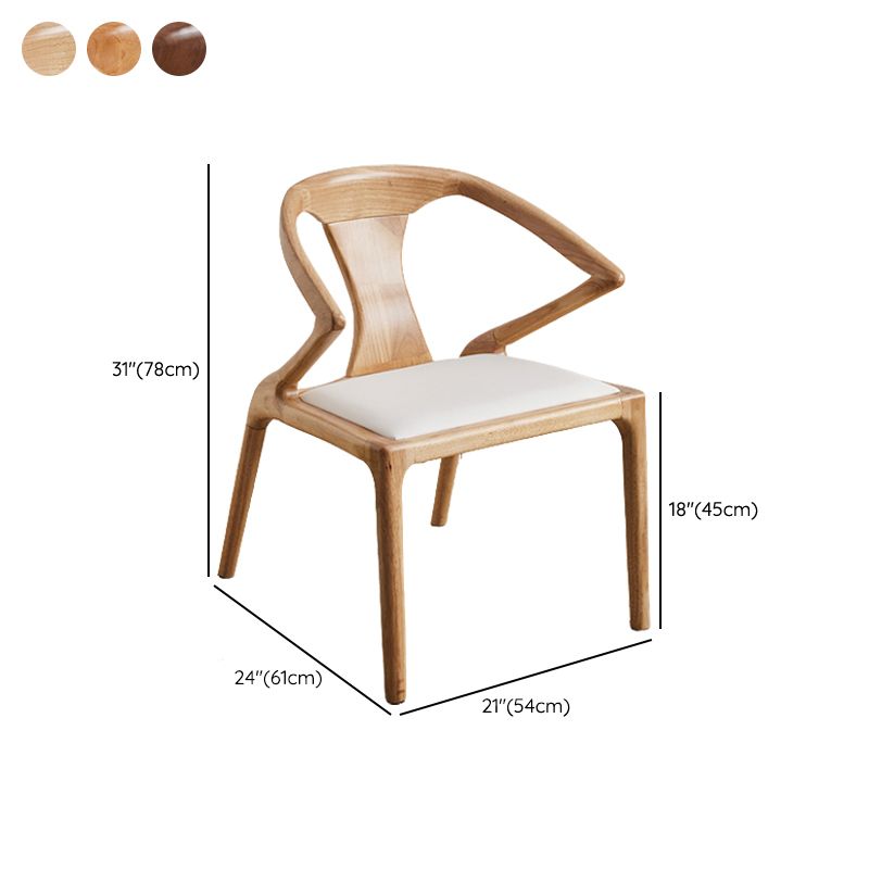 Contemporary Style Open Back Solid Wood Dining Arm Chair for Home