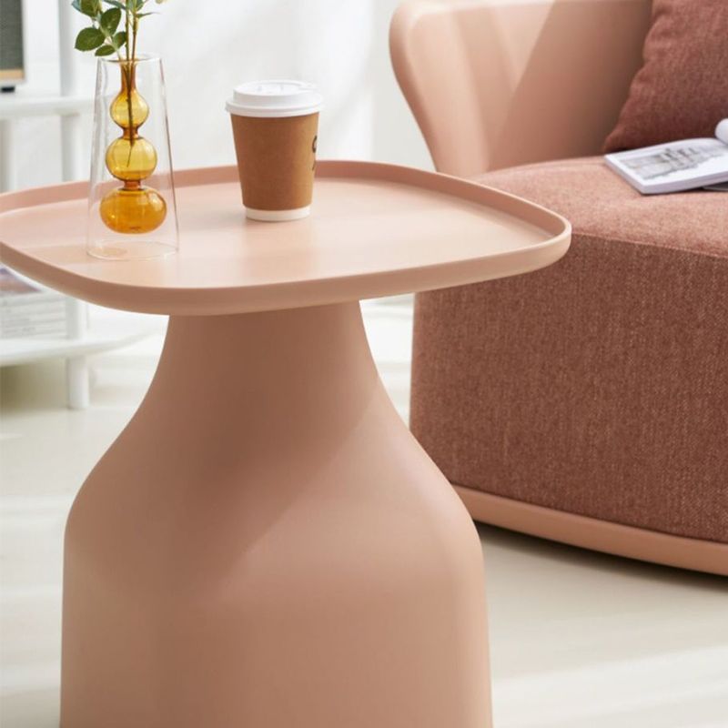Plastic Tray Top End Table Square Pedestal Side Table - 14.96"/19.69" H