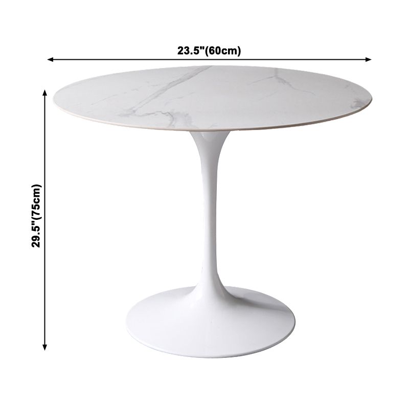 Mesa de comedor redonda Simplicity, mesa de piedra sinterizada con base de tulipán blanco para comedor