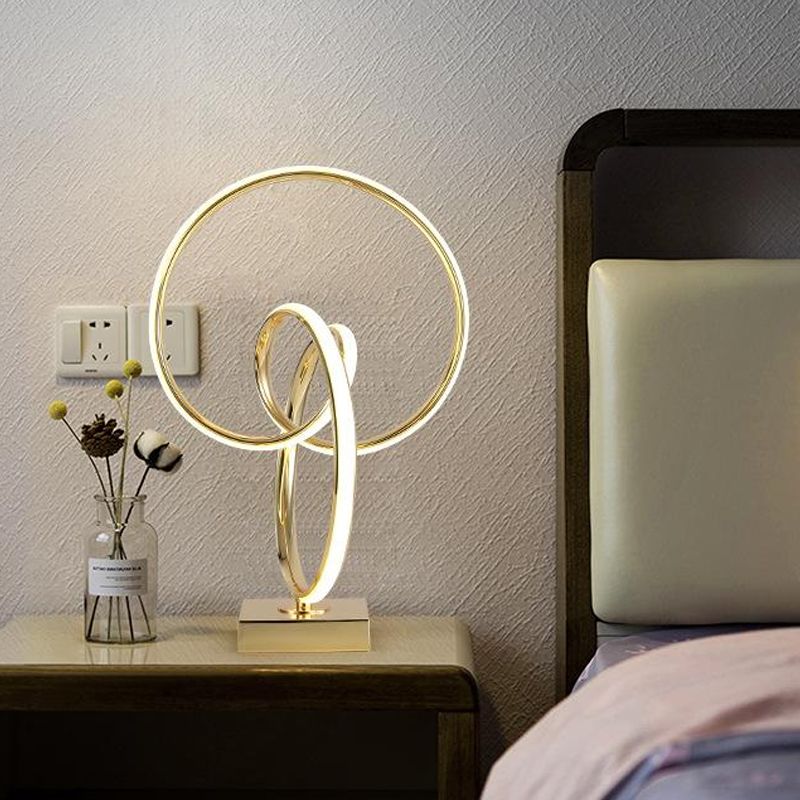 Acrylic Twisted Table Light Simple Polished Gold LED Night Stand Lamp in Warm/White Light