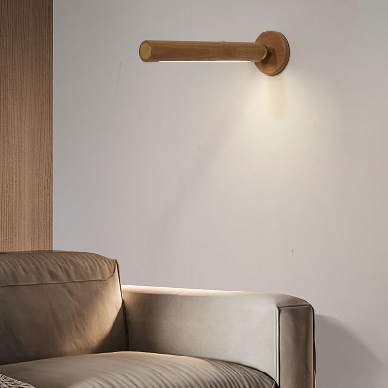 Oplaadbare buisvormige leeswandlamp Eenvoudige stijl houten bedmuurwandsconcurce