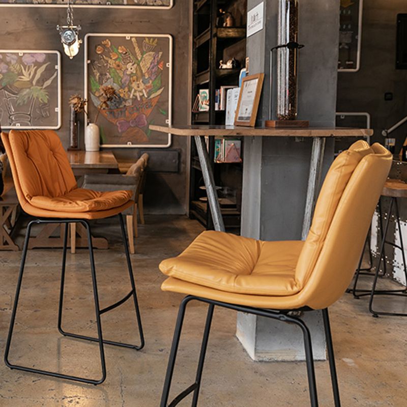 Modern PU Upholstery Bar Stool Low Back Arm-less Counter-height Indoor Stool