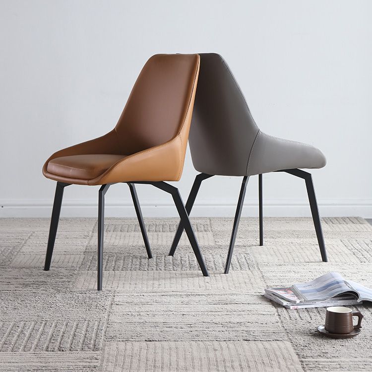 Scandinavian Style Solid Back Side Chair Upholstered Armless Chair for Home Use