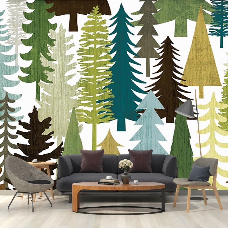 Wandbild mit ganzen Bäumen aus Vliesstoff in sanften Farben zur Dekoration, personalisierte Größe
