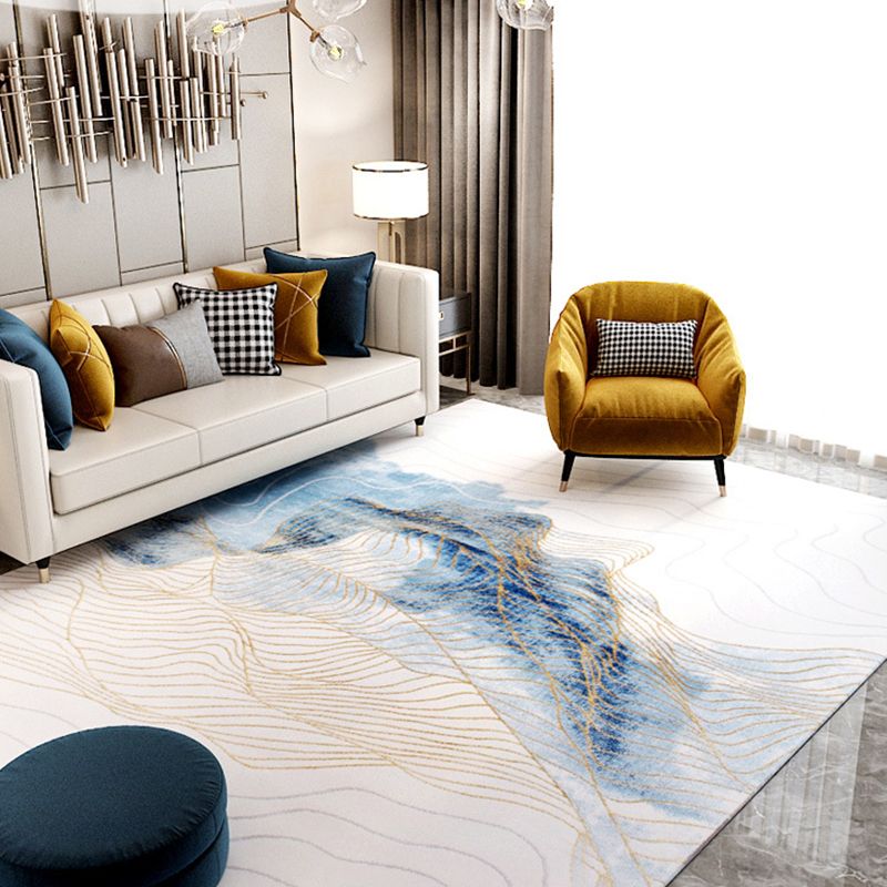 Multi Color Parlor Rug Oriental Stripe Printed Carpet Polypropylene Pet Friendly Stain-Resistant Rug