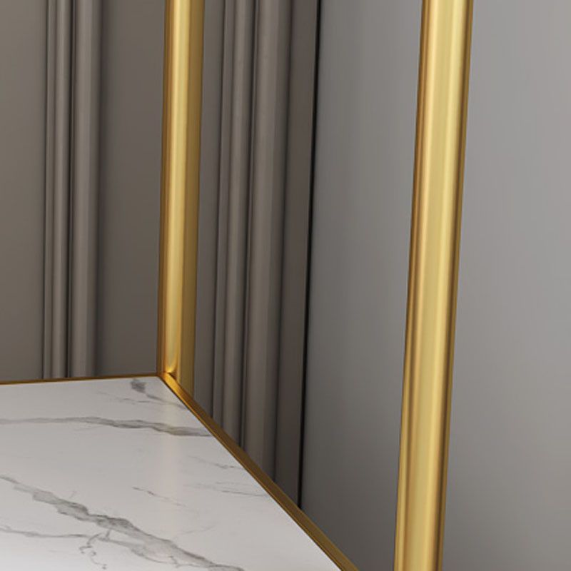 Glam Metallic Coat Rack Free Standing Double Shelves Coat Hanger for Living Room