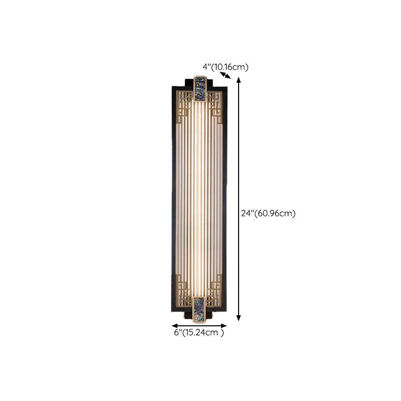 Modern Metal Wall Sconce Rectangle Shape Sconce Lights with Glass Shade for Living Room