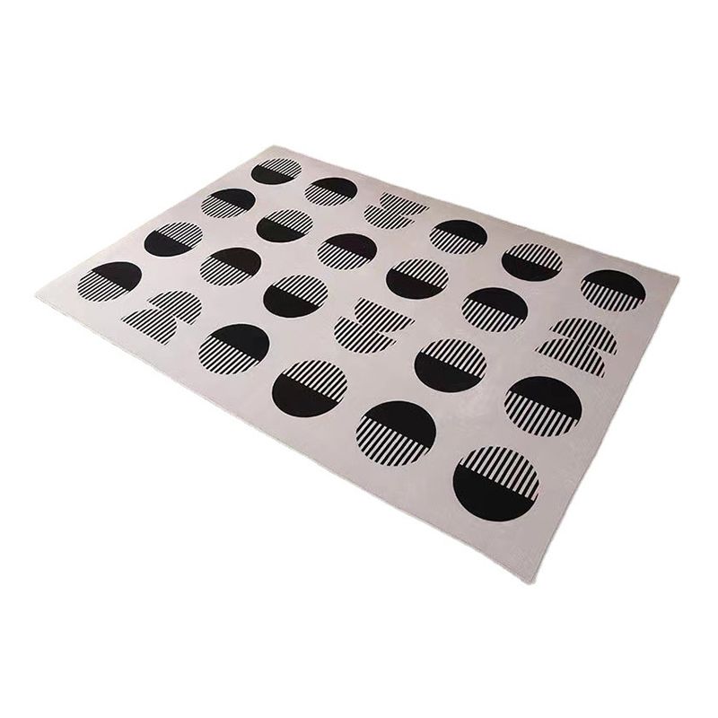 Geometric Pattern Living Room Rug Carpet Polyester Washable Area Rug