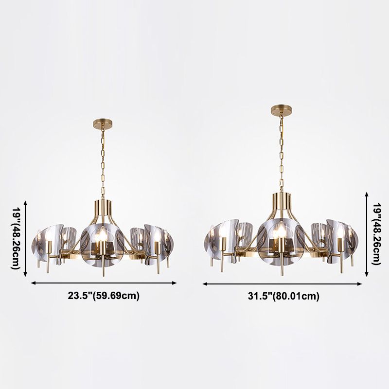 Smokey-Glass Anhänger Beleuchtungskörper Moderner Kronleuchter für Wohnzimmer
