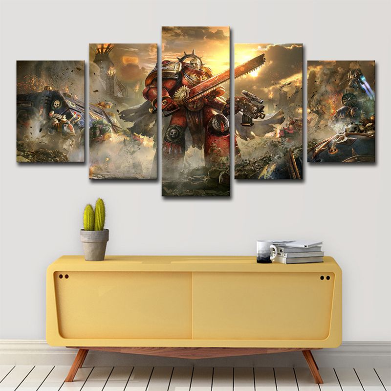 Warhammer Eternal Expedition Wall Art Yellow Kids Style Canvas Print for Boys Room