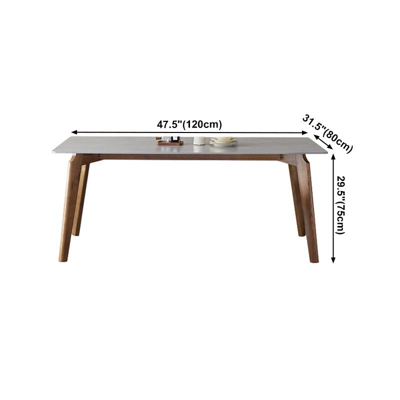 Rectangle Grey Top Dining Table Mid-Century Modern Sintered Stone Table with 4 Legs