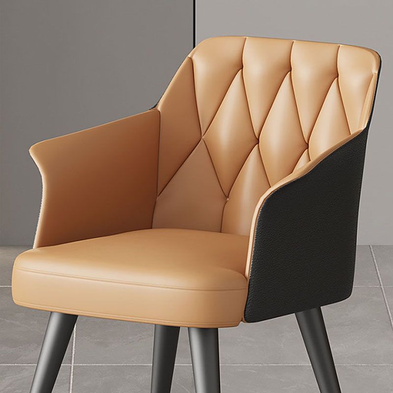 Glam Metal Dining Arm Chair Upholstered Side Chair for Home Use