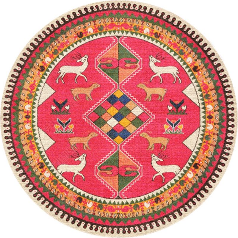 Ethnic Multi Color Floral Rug Synthetics Persian Carpet Anti-Slip Backing Pet Friendly Machine Washable Rug for Great Room