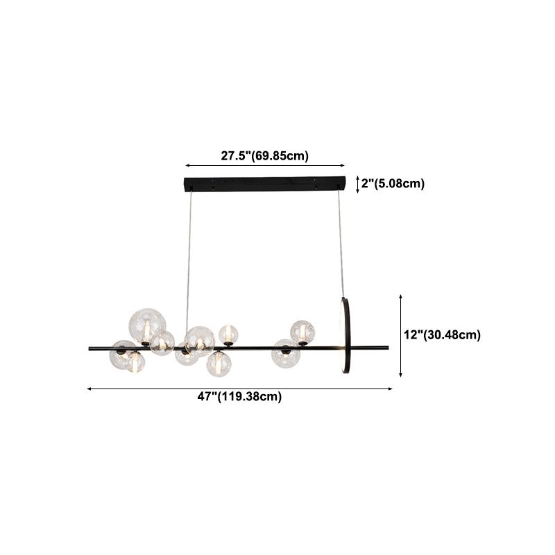 Simple Glass Hanging Island Light Metal LED Hanging Lighting Fixture for Sitting Room